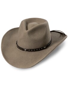 Stars and Stripes Westernový béžový klobúk s koženým remienkom - Reno