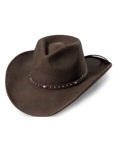 Stars and Stripes Westernový hnedý klobúk s koženým remienkom - Reno
