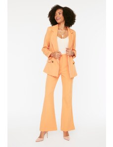 Trendyol oranžové svetlice s vysokým pásom tkané nohavice