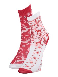 TRENDYOLKIDS Dvojbalenie dievčenských pletených ponožiek s pestrofarebnou novoročnou tematikou
