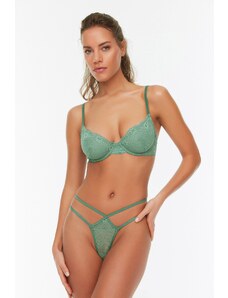 Trendyol Green Lace String Strap Underwire Capless Knitted Lingerie Set