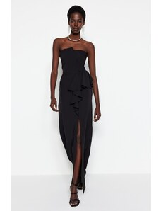 Trendyol Collection Čierne tkané dlhé večerné šaty