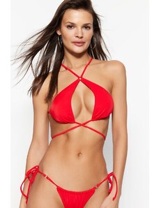 Trendyol Red Halterneck Bikini Top s doplnkami
