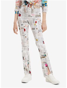 White Women Patterned Trousers Desigual Newspaper - Women