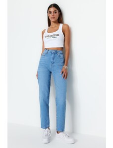 Trendyol Collection Svetlomodré Mom Jeans s vysokým pásom