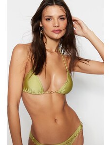 Trendyol Collection Zelený trojuholníkový retiazkový doplnok Bikini Top