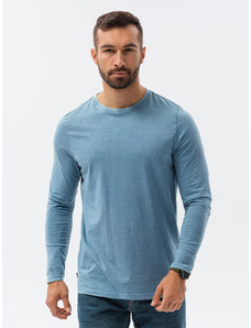 Ombre Clothing Pánske tričko s dlhým rukávom bez potlače - modré V6 L131
