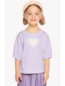 Piskacie Dievčenské tričko so srdiečkom, farba orgovánová, veľkosť 98