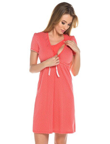 Italian Fashion Bavlnená tehotenská nočná košeľa Alena koral