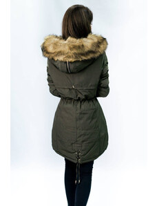 MHM Teplá dámska zimná bunda parka v khaki farbe (W165)