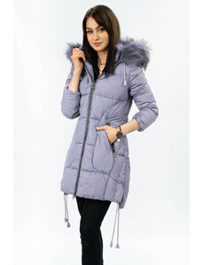 Libland Prešívaná dámska zimná bunda vo vresové farbe s kapucňou (7690)