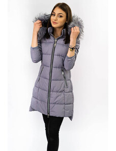 Libland Prešívaná dámska zimná bunda vo vresové farbe s kapucňou (7702)