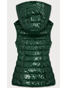 S'WEST Zelená lesklá prešívaná dámska vesta (B9563)