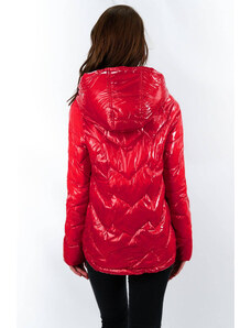 S'WEST Červená prešívaná dámska bunda s kapucňou (R9562)