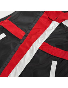 ZAC&ZOE Červeno-čierna dámska bunda vetrovka s kapucňou (YR1967)