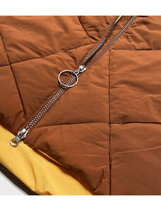 Ann Gissy Dlhšia zimná dámska bunda v karamelovej farbe s vysokým stojačikom (J9-067)