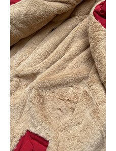 MHM Červeno-béžová teplá dámska zimná bunda (W559)