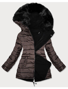 MHM Čierno-hnedá obojstranná dámska zimná bunda (W557)