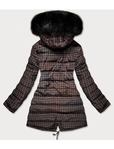 MHM Čierno-hnedá obojstranná dámska zimná bunda (W557BIG)