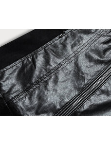GAS Woman Vypasovaná čierna dámska bunda s rôznych spojených materiálov (752ART)