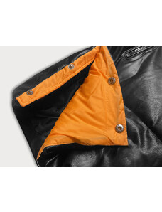 Ann Gissy Čierno-oranžová voľná dámska bunda z ekologickej kože (AG6-20B)