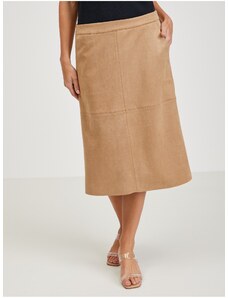 Light brown ladies midi skirt in suede finish ORSAY - Ladies
