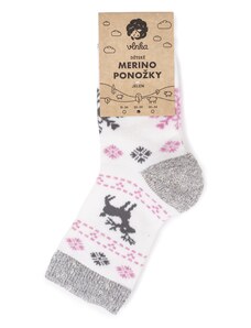 Vlnka Detské ponožky Merino jeleň ružová veľkosti obuvi - deti 21-24
