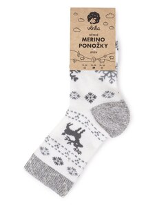 Vlnka Detské ponožky Merino jeleň sivá veľkosti obuvi - deti 21-24