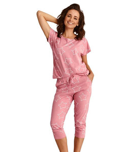 Taro Dámske pyžamo Oksa ružové s hviezdami