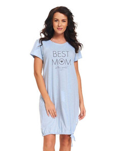 DN Nightwear Materská nočná košeľa Best mom svetlo modrá