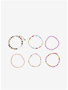 Pieces Set of six women's bracelets in pink, red and gold Piec - Women