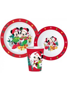 Stor Detská vianočná sada plastového riadu pre deti Mickey & Minnie Mouse - Disney - 3 diely