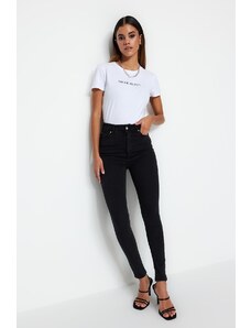Trendyol Collection Čierne úzke džínsy s pravidelným pásom