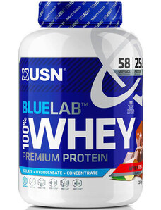 Proteínové prášky USN BlueLab 100% Whey Premium Protein lískový oříšek "wheytella" 908g blw07