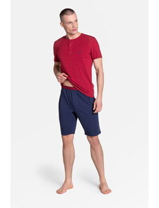 Henderson Pánske krátke bavlnené pyžamo Dune 38879-33X červeno-tmavomodré, Farba červená-tmavomodrá