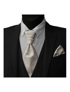 Quentino Šampaň svatební kravata s vreckovkou - Regata s vyšivanými zlatými bodkami