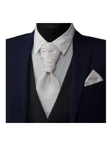 Quentino Svetle ružová svatební kravata s vreckovkou - Regata s vyšivanými lístečky