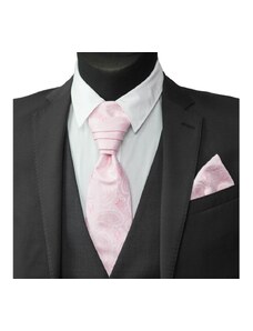 Quentino Svetle ružová svatební kravata se svetle ružovým paisley vzorem včetně kapesníčku - Regata