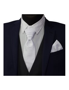 Quentino Biela svatební kravata vyšívaná s ornamenty a vreckovka - Regata