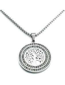 BM Jewellery Dámsky náhrdelník 3,4 cm strom života so zirkónmi z chirurgickej ocele S113226090