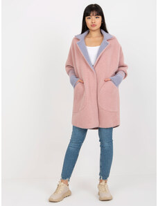 BASIC Tmavo ružový kabát s vreckami a golierom -MBM-PL-2001.95P-dark pink