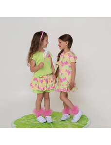Dievčenské sukňa-šortky v zelenej a ružovej farbe LEMON POWER DAGA