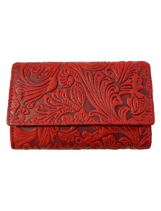 Lozano Dámská kožená peňaženka s kvetinami - červená 4415