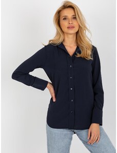BASIC Tmavomodrá košeľa s dlhým rukávom LK-KS-508148.12P-dark blue
