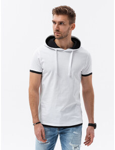 Ombre Clothing Pánske tričko s kapucňou - biela S1376