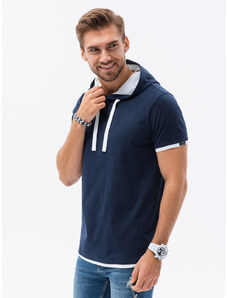 Ombre Clothing Pánske tričko s kapucňou - námornícka modrá S1376