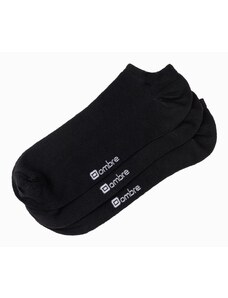 Ombre Clothing Pánske ponožky na nohy 3-pack - čierne V2 OM-SOSS-0102