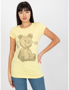 Basic Svetlo-žlté vypasované tričko s krátkym rukávom a medvedíkom