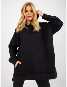 Fashionhunters Black long oversize kangaroo hoodie MAYFLIES
