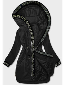 S'WEST Čierna dámska bunda s ozdobnou lemovkou (B8139-1)